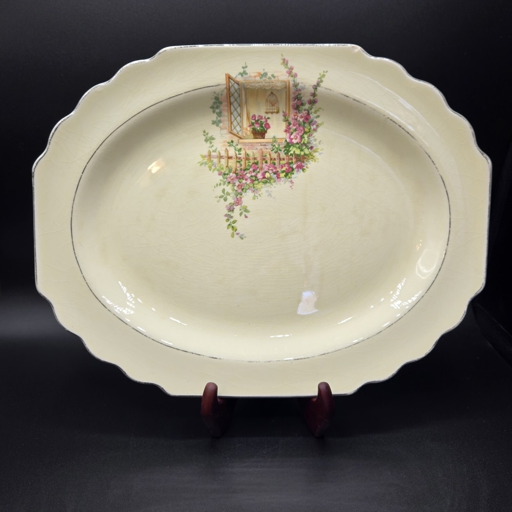 Vtg Serving Dish by Lido W.S. George Canarytone Breakfast Nook Pattern 1930s